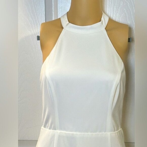 Lulu's Radiant Adoration White Satin Lace Backless Halter Maxi Dress Small NWT - Picture 5 of 11